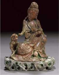 18th century A painted soapstone figure of Guanyin